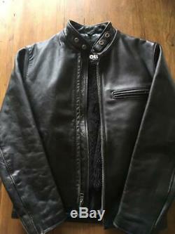 SCHOTT Motercycle Biker Jacket Black Leather 641 Size 36 Mens Authentic USED
