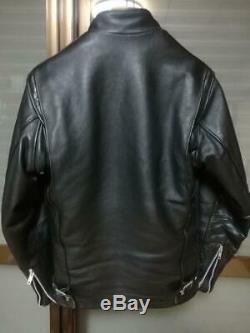 SCHOTT Motercycle Jacket Biker Black Leather Size 32 Mens Authentic USED