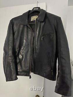 SCHOTT NYC Horsehide Black Racer Motorcycle Leather Jacket 689HMP Zipper Size 48