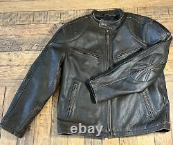 SCHOTT NYC Perfecto L Brown Cowhide Distressed Motorcycle Leather Elbow Padding