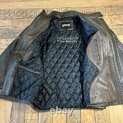 SCHOTT NYC Perfecto L Brown Cowhide Distressed Motorcycle Leather Elbow Padding