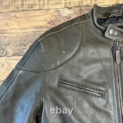 SCHOTT NYC Perfecto L Brown Cowhide Distressed Motorcycle Leather Elbow Padding