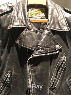 SCHOTT PERFECTO 118 Vintage Men's Black Leather Motorcycle Biker Jacket size 42