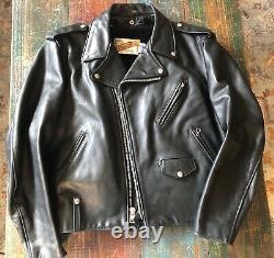 SCHOTT PERFECTO 125 Vintage Black Leather Motorcycle Jacket SZ 46