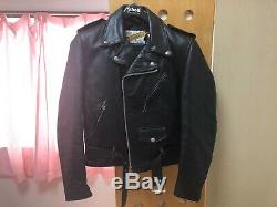 SCHOTT PERFECTO 618 Black Leather Motorcycle Jacket mens size 38