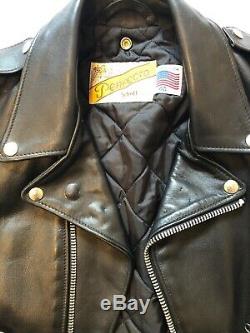 SCHOTT PERFECTO 618 Black Leather Motorcycle Jacket mens size 40