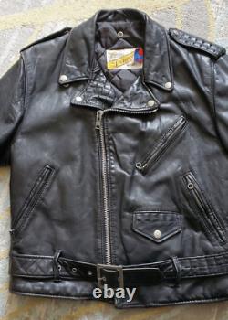 SCHOTT PERFECTO Black Leather Zipper Biker Motorcycle Jacket Sz-40