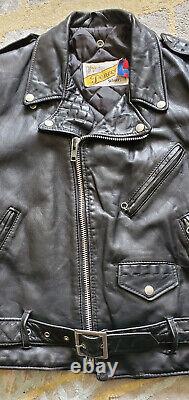 SCHOTT PERFECTO Black Leather Zipper Biker Motorcycle Jacket Sz-40