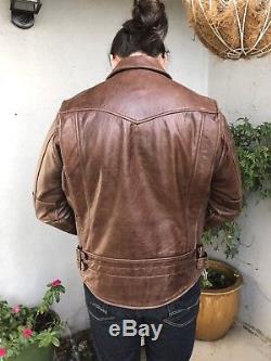 SCHOTT PERFECTO NYC 585 Men's Brown Leather Motorcycle Jacket Coat Sz M