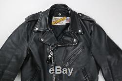 SCHOTT PERFECTO Vintage Mens Black Leather Motorcycle Jacket Size 34 XS
