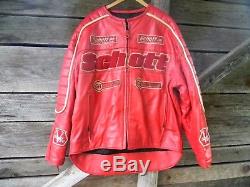 SCHOTT USA Men's Size 4XL 4X MOTORCYCLE RACING RED LEATHER JACKET Coat Lined Big