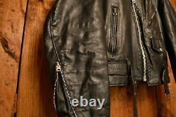 SEARS PERFECTO RARE 1970's VINTAGE BLACK RIDERS MOTORCYCLE LEATHER JACKET L-42