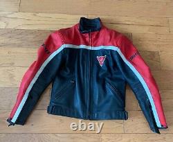 SM Vintage DAINESE Leather Motorcycle Jacket Mens Cafe Racer red and black