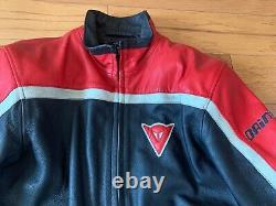 SM Vintage DAINESE Leather Motorcycle Jacket Mens Cafe Racer red and black