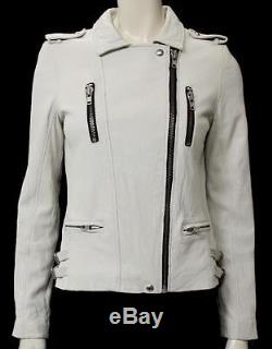 SOPHIA BUSH IRO Bone Lamb Leather Anabela Motorcycle Jacket Size 1