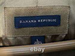 STUNNING Banana Republic Vintage Tobacco Brown Suede Leather Trucker Jacket Sz L