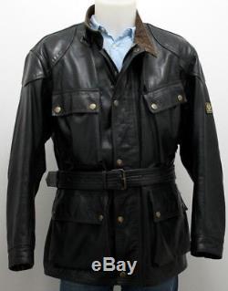 STUNNING Belstaff Panther Leather Biker Jacket LARGE BLACK CENTAUR BRAD HERO