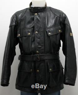 STUNNING Belstaff Panther Leather Biker Jacket LARGE BLACK CENTAUR BRAD HERO