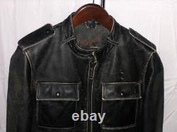 S RAGUE Men Black Bomber Biker Riding Moto Vintage Officer Real Leather Jacket