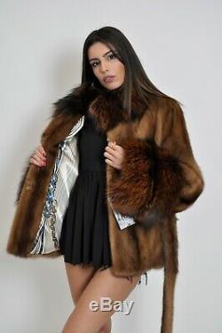 Saga Mink Fur Trench Coat Hood Clas Of Sable Chinchilla Long Jacket Vest Fox