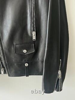 Saint Laurent Leather Perfecto L01 Black Motorcycle Jacket Size 54