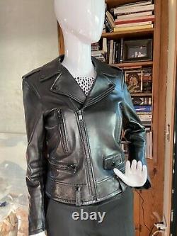 Saint Laurent Paris Black Leather & Black Hardware Motorcycle Jacket S 40 Italy