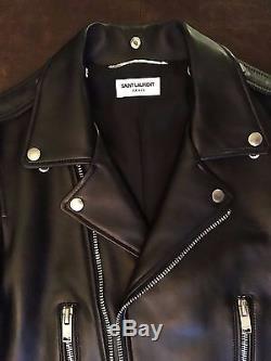 Saint Laurent Paris Classic Leather Jacket Men Size 48 SLP Hedi Slimane Balmain