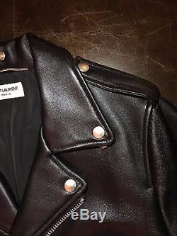 Saint Laurent Paris Classic Leather Jacket Men Size 48 SLP Hedi Slimane Balmain