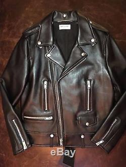 Saint Laurent Paris Classic Leather Jacket Men Size 50 SLP Hedi Slimane Balmain