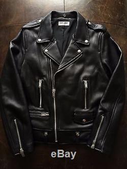 Saint Laurent Paris Classic Leather Jacket Men Size 52 SLP Hedi Slimane Balmain