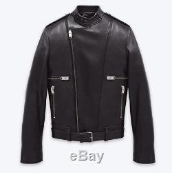 Saint Laurent Paris Leather Biker Jacket 52 L with Receipt! Hedi Slimane