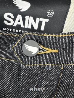 Saint Men's Model 3014 Technical Denim Motorcycle Jacket Indigo Sz XL