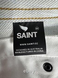Saint Men's Model 3014 Technical Denim Motorcycle Jacket Indigo Sz XL