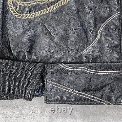 Scarface Mens Leather Jacket Black 6XL Embroidered Tony Montana Al Pacino VTG