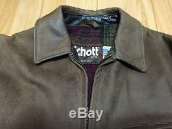 Schott 130 36 NYC nubuck brown leather single motorcycle jacket caferacer 641642