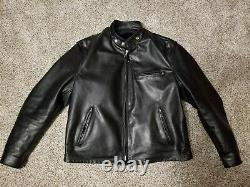 Schott 141 Classic Racer Leather Motorcycle Jacket mens size 44 black made in US