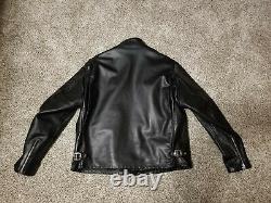 Schott 141 Classic Racer Leather Motorcycle Jacket mens size 44 black made in US