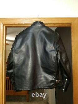 Schott 141 Classic Racer Leather Motorcycle Jacket mens size 44 black made in US