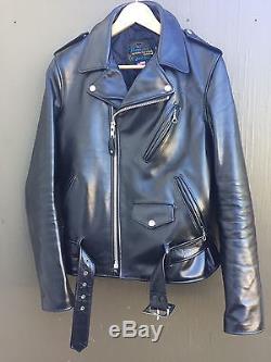 Schott 613SH Men's Black Horsehide Leather Motorcycle Jacket Size 38