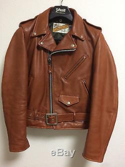 Schott 618 36 perfecto steerhide brown leather double motorcycle jacket racer