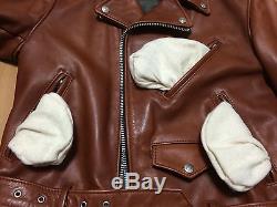 Schott 618 36 perfecto steerhide brown leather double motorcycle jacket racer
