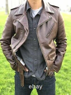 Schott 626 Perfecto Brown Cowhide Leather Jacket Size S