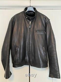 Schott 641 Cafe Racer Steerhide Black Leather Motorcycle Jacket Size 44 (Large)