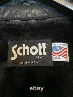 Schott 641 Cafe Racer Steerhide Black Leather Motorcycle Jacket Size 44 (Large)