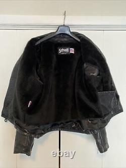 Schott 641 Cafe Racer Steerhide Black Leather Motorcycle Jacket Size 44 (Large)