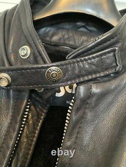 Schott 641 Cafe Racer Steerhide Black Leather Motorcycle Jacket Size 44 (Large)