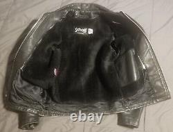 Schott 642 Single Rider Black Leather Motorcycle Jacket With Fur Lining