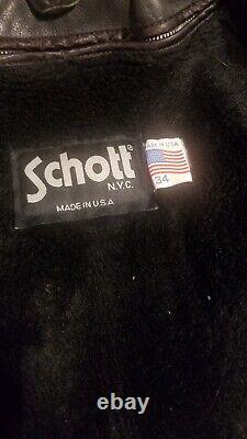 Schott 642 Single Rider Black Leather Motorcycle Jacket With Fur Lining