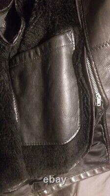 Schott 642 Single Rider Black Leather Motorcycle Jacket With Fur Lining