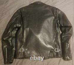 Schott 642 Single Rider Black Leather Motorcycle Jacket With Fur Lining